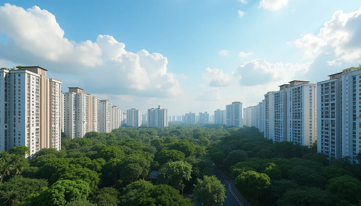 Contrasting Modern Singapore Public Housing Hdb Blocks And Private Residential Condominiums Across Mature Housing Towns