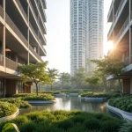 Modern Singapore Residential Housing Blocks With Sky Gardens And Landscaped Courtyards