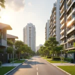 Modern Residential Condominium Streetscape In Serangoon North Near Rosyth School